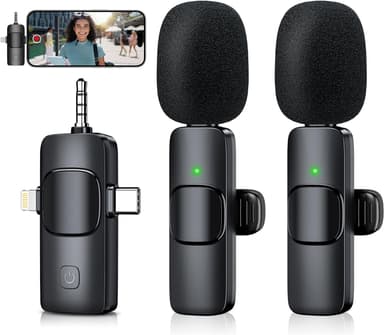 Microphone for iPhone: MENERESAS Noise Reduction Lapel Mic for Outdoor, Wireless Lavalier Microphones for iOS/Android/Camera - Image 2