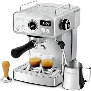 HIBREW H10A - 58mm Espresso Machine, Stainless Steel Body with Milk Frother, Customizable Settings, Smart Display + 20 Bar Pressure Gauge - Image 1