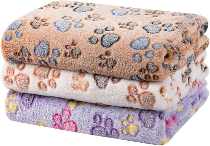 Dono 1 Pack 3 Dog Blankets, Soft Fluffy Fleece Pet Blanket Warm Sleep Mat Paw Print Design Puppy Kitten Throw Blankets Doggy Blanket for Dogs - Image 1