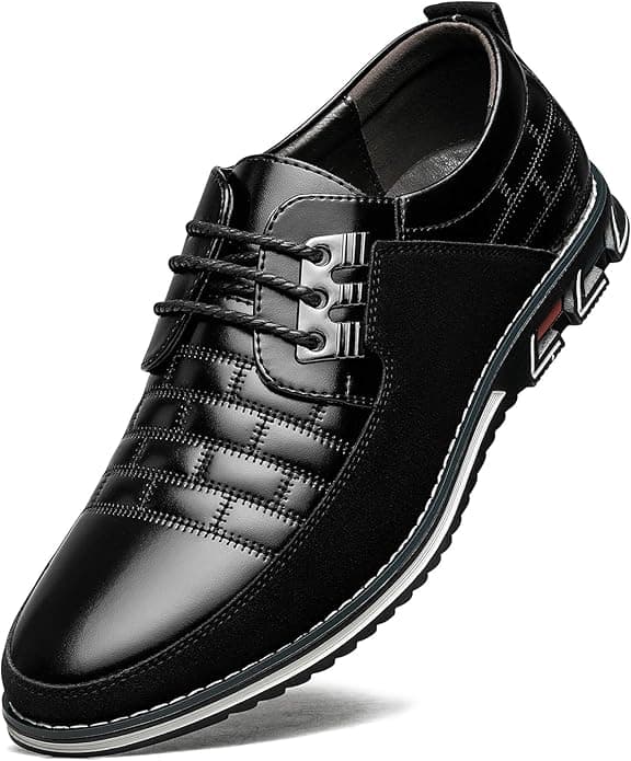 Mens Dress Shoes Comfortable Fashion Dress Sneakers Men Premium Vegan Leather Casual Shoes Business Office Wedding Formal Modern Oxfords - Image 1