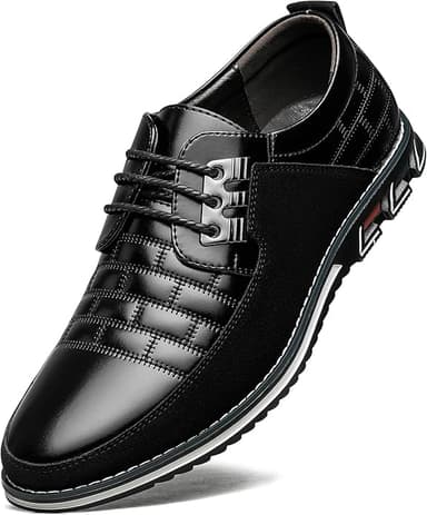 Mens Dress Shoes Comfortable Fashion Dress Sneakers Men Premium Vegan Leather Casual Shoes Business Office Wedding Formal Modern Oxfords - Image 1