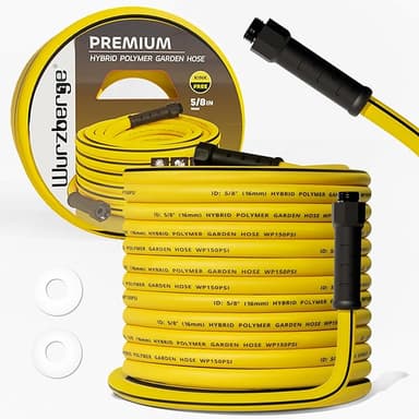 Garden Hose 75 ft, Flexible Water Hose with 5/8" Inner Diameter, Lightweight Hybrid Rubber Hose, 3/4" Leak-Resistant Aluminum Fittings, High Flow for Yard & Garden Use - Image 1