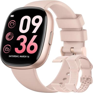 Smart Watches for Women Men with Call: Fitness Trackers with 24-Hour Heart Rate SpO2 Sleep Monitor 5ATM Waterproof 120+ Sport Mode Watches for Women gift Compatible with iPhone Android Phones(3 Bands - Image 1