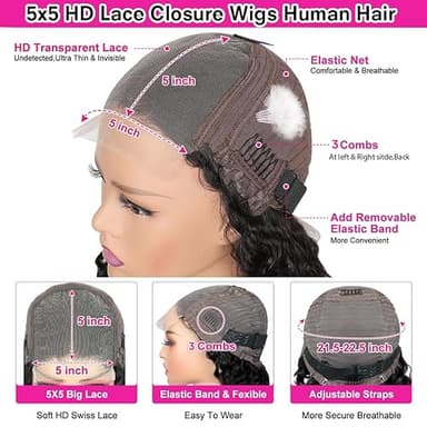 UANDM 28 Inch 5x5 HD Lace Closure Wigs Human Hair Body Wave Lace Front Wigs Human Hair Pre Plucked 180% Density Glueless Wigs Human Hair Wig Closure Wig for Women - Image 6