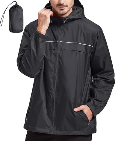 SWISSWELL Rain Jacket Men Waterproof Windbreaker Packable Lightweight Hooded Raincoat for Golf Cycling Hiking - Image 1