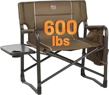 Timber Ridge XXL Upgraded Oversized Directors Chairs with Foldable Side Table, Detachable Side Pocket, Heavy Duty Folding Camping Chair up to 600 Lbs Weight Capacity (Brown) Ideal Gift - Image 1