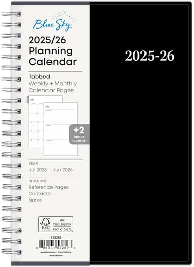 Blue Sky 2025-2026 Weekly and Monthly Academic Year Planner Calendar, July 2025 - June 2026, 5" x 8", Flexible Cover, Wirebound, Laminated Tabs, Enterprise (Enterprise 2025-2026, 5" x 8" - Image 2