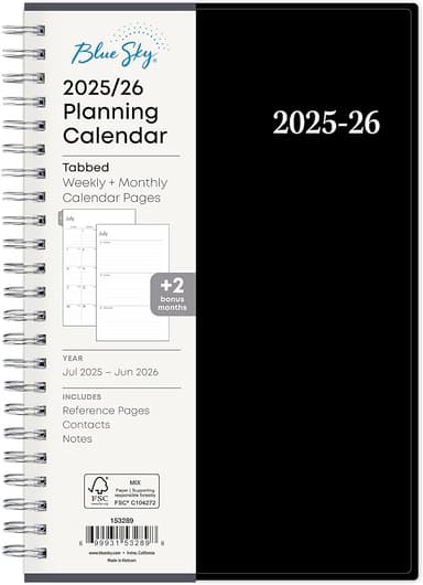 Blue Sky 2025-2026 Weekly and Monthly Academic Year Planner Calendar, July 2025 - June 2026, 5" x 8", Flexible Cover, Wirebound, Laminated Tabs, Enterprise (Enterprise 2025-2026, 5" x 8" - Image 1