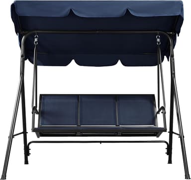 Yaheetech Outdoor Porch Swing Chair for Adults, 3-Seat Patio Sunset Hanging Swing w/Texteline Fabric & Adjustable Canopy & Armrests, Canopy Lounge Chair for Backyard/Garden/Balcony, Blue - Image 2