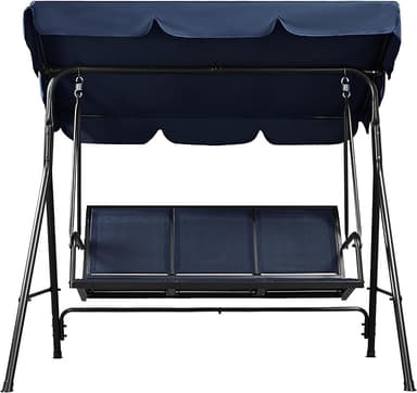 Yaheetech Outdoor Porch Swing Chair for Adults, 3-Seat Patio Sunset Hanging Swing w/Texteline Fabric & Adjustable Canopy & Armrests, Canopy Lounge Chair for Backyard/Garden/Balcony, Blue - Image 1