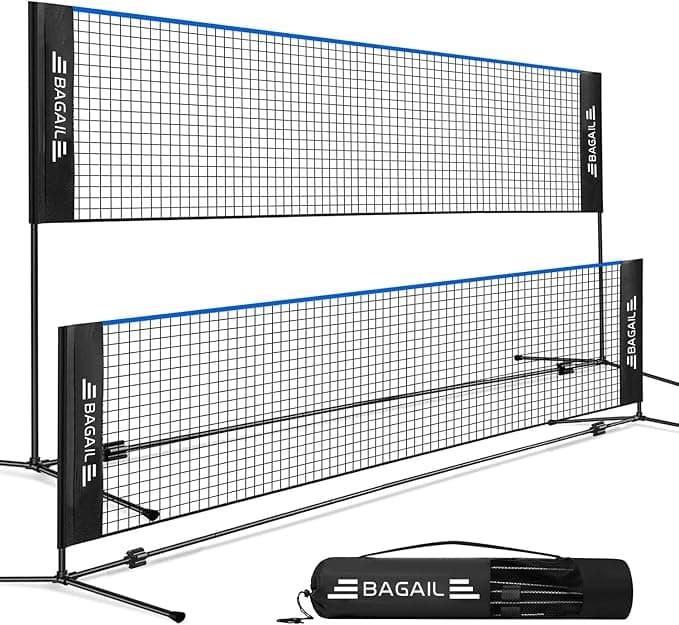BAGAIL Badminton Net, Height Adjustable Kids Volleyball Net, Foldable Nylon Net 10 ft/14ft/17ft Wide, Tennis Net, Small Pickleball Net for Backyard Game and Indoor Outdoor Use, Easy Setup - Image 1