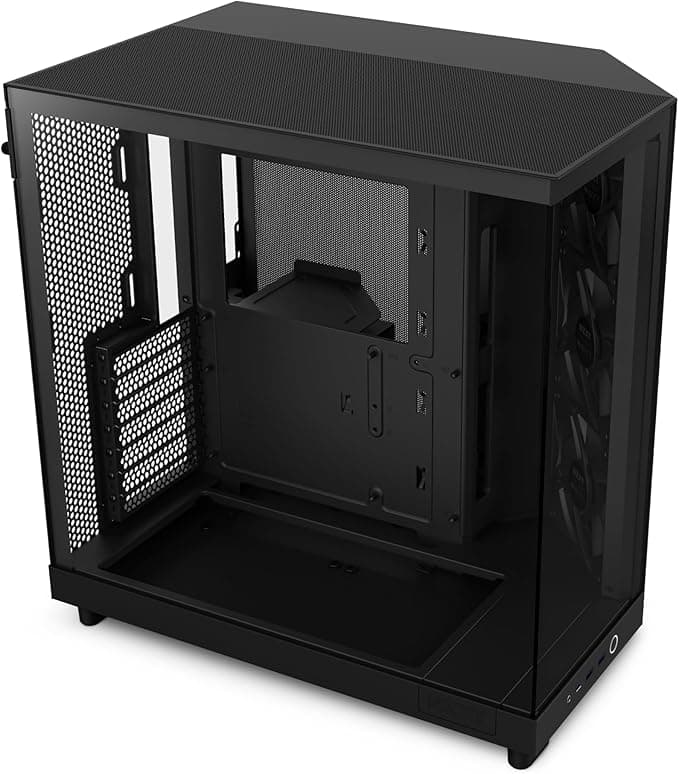NZXT H6 Flow | CC-H61FB-01 | Compact Dual-Chamber Mid-Tower Airflow Case | Panoramic Glass Panels | High-Performance Airflow Panels | Includes 3 x 120mm Fans | Cable Management | Black - Image 1