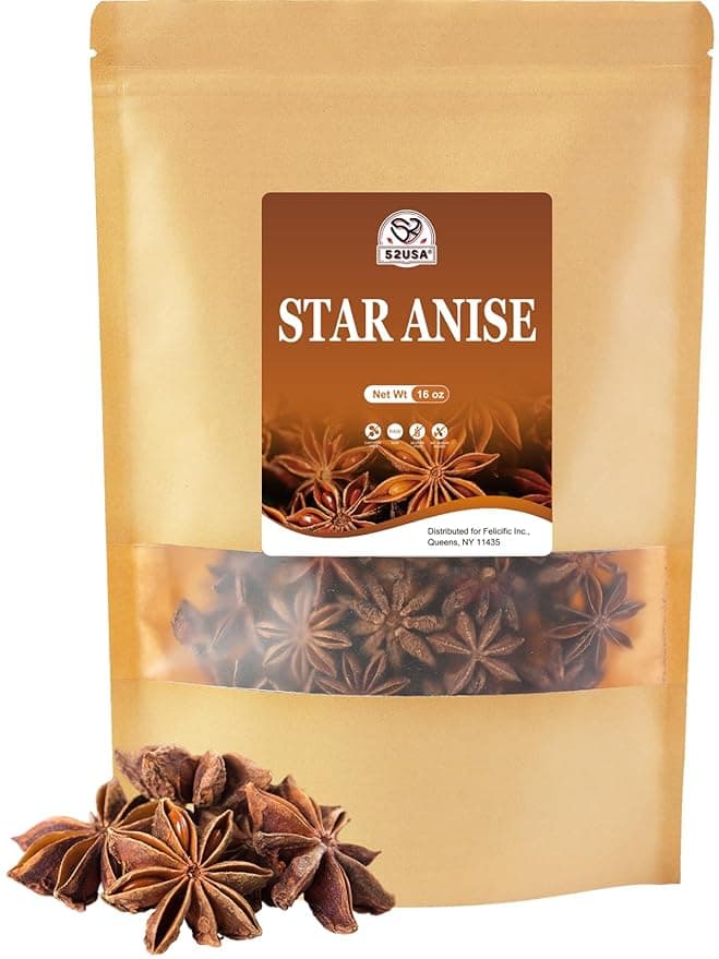 52USA Star Anise, 16 Ounce (Pack of 1), NON-GMO Verified Chinese Star Anise Whole, Dried Star Anise Pods for Tea and baking - Image 1