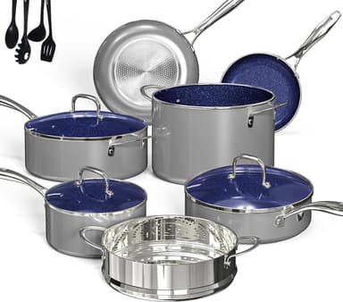 Deluxe DUXANO 14PC Healthy Pots and Pan With 9H Anti-scratch Coating, 2-Layer Non-Stick Ceramic&PFAS Free, Sensitively&Evenly Induction Cooking, Enhanced Flavor with Infrared Cookware, Dishwasher Safe - Image 2