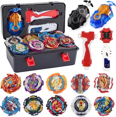 Bey Battle Burst Gyro Blade Toy Set Great Present for Kids Children Boys Ages 6 8 10 12+ Metal Fusion Attack Top Battling Game 10 Spinning Tops 2 Two-Way Launcher 2 Handles - Image 2