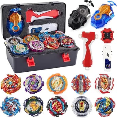 Bey Battle Burst Gyro Blade Toy Set Great Present for Kids Children Boys Ages 6 8 10 12+ Metal Fusion Attack Top Battling Game 10 Spinning Tops 2 Two-Way Launcher 2 Handles - Image 1
