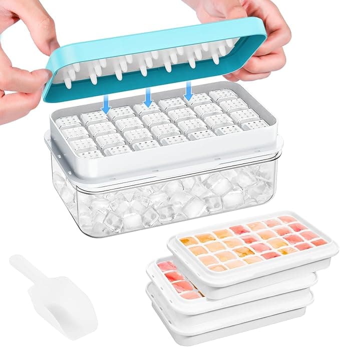 Ice Cube Tray with Lid and Bin, PHINOX 84 pcs Ice Trays for Freezer, Ice Cube Trays for Freezer with 3 trays, Container, Lid & Ice Scoop, BPA Free - Image 1