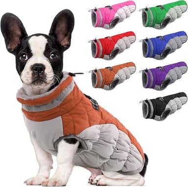 Lelepet Warm Dog Winter Coat Cold Weather Jacket Windproof Reflective Turtleneck Vest with Plush Neckline D-Ring for Leash Thick Fleece Lining Jacket Pet Apparel for Small Medium Large Dogs(X-Small - Image 1