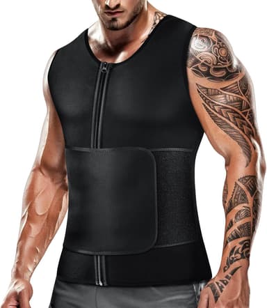 Cimkiz Men's Waist Trainer Sauna Suit Shirt, Gym & Exercise Compression Vest, Sweat-Boosting Workout Top - Image 2