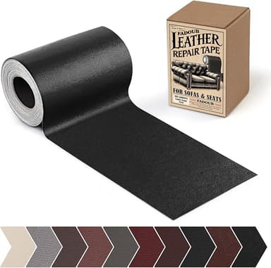 Fadoub Leather Repair Patch, 3 x 60In Self Adhesive Leather Repair Tape Kit for Furniture, Couch, Sofa, Office, Car Seats, Car Interior,Vinyl Repair Kit (Black-Fine Grain - Image 1