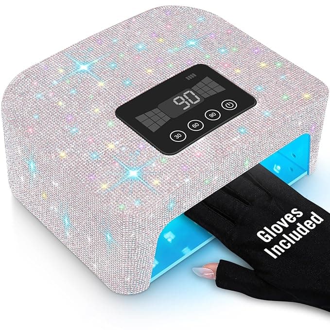 Aedavey Cordless UV Nail Lamp, Rechargeable UV Light for Gel Nails, LED Nail Lamp with 4 Timer Modes, Gel Nail UV Light Decorate with Sparkling Nail Rhinestones (Sparkly White - Image 1