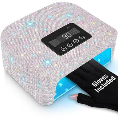 Aedavey Cordless UV Nail Lamp, Rechargeable UV Light for Gel Nails, LED Nail Lamp with 4 Timer Modes, Gel Nail UV Light Decorate with Sparkling Nail Rhinestones (Sparkly White - Image 1