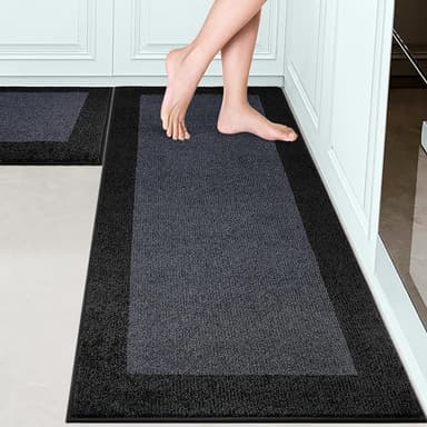 Machine Washable (24" x 36"+ 24" x 60"') Kitchen Rugs Set of 2, Non Slip Kitchen Mats for Floor, Absorbent Entrance Runner Rugs for Bedroom, Hallway, Bathroom, Door (Roll Packing - Image 1
