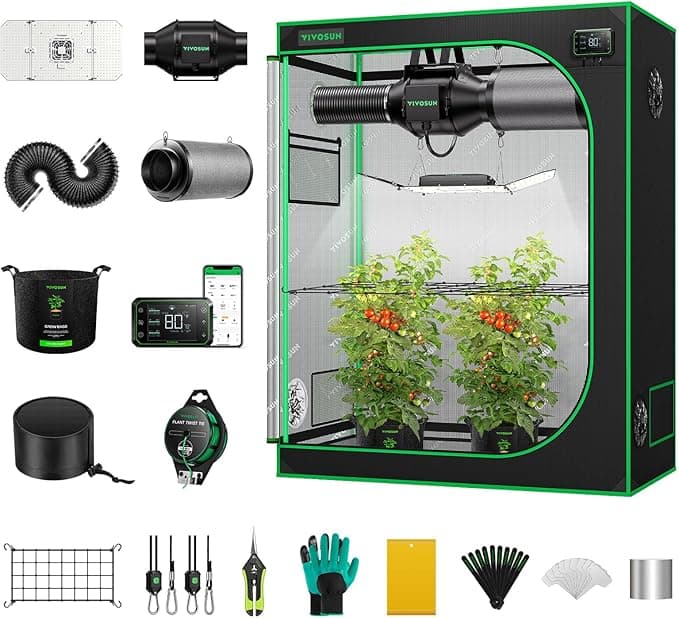 VIVOSUN GIY Smart Grow Tent System 4x2, WiFi-Integrated Grow Tent Kit, with Automate Ventilation and Circulation, Schedule Full Spectrum 200W LED Grow Light, and GrowHub E42A Controller - Image 1