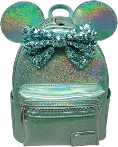 Loungefly Disney Minnie Mouse Glitter Sparkle Womens Double Strap Shoulder Bag Purse - Image 1