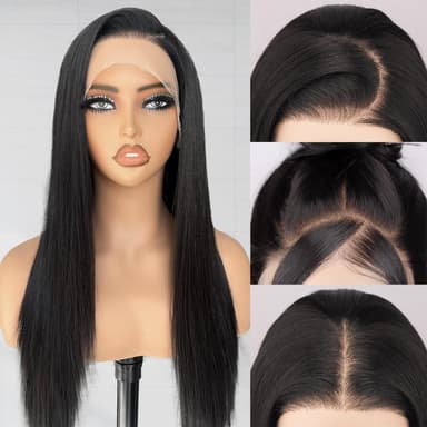 BLL Synthetic Lace Front Wig,13x4 Lace Wig Pre-Plucked Long Straight Glueless 1B Black Wigs For Black Women 26inch Ready to Wear Wigs Beginner Friendly - Image 2