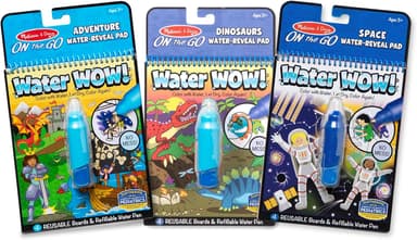 Melissa & Doug On The Go Water Wow Reusable Color with Water Travel Toy Activity Pad with Pen 3-Pack (Dinosaurs, Adventure, Space) Reusable No-Mess Travel Activities for Kids - FSC-Certified - Image 2