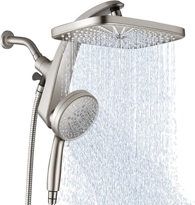 High Pressure Rain Shower Head: Upgrade Shower Heads with Handheld Spray Combo with Fixed Showerhead and 10 Sprays Handheld Shower Head, Detachable Showerheads Built-in Magnetic Docking and Power Jets - Image 2