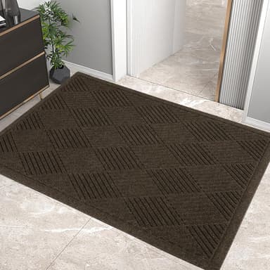 Sturdy Front Door Mat, Absorbent Muddy Dirt Resist Welcome Door Mats Outdoor Indoor, Stain and Fade Resistant, Non-Slip Rubber Backing Low Profile Doormat for Entryway, 36×24, Brown - Image 2