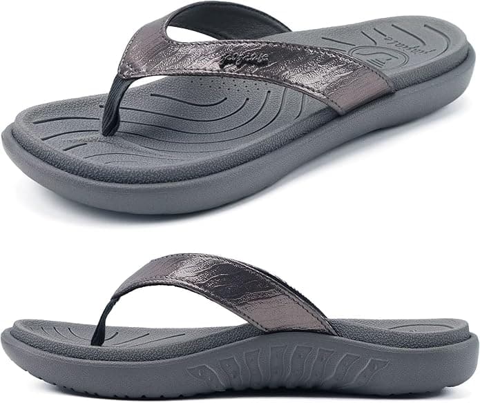 jiajiale Womens Fashion Orthotic Flip Flops Ladies Slip On Lightweight Comfortable Thick Cushion Yoga Mat Thong Sandals With Plantar Fasciitis Arch Support - Image 1