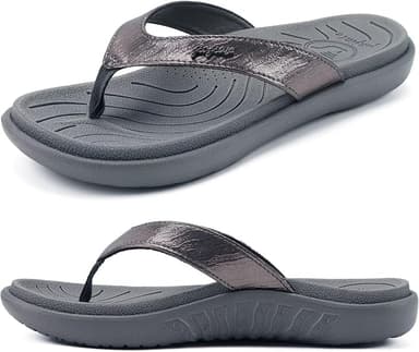 jiajiale Womens Fashion Orthotic Flip Flops Ladies Slip On Lightweight Comfortable Thick Cushion Yoga Mat Thong Sandals With Plantar Fasciitis Arch Support - Image 1