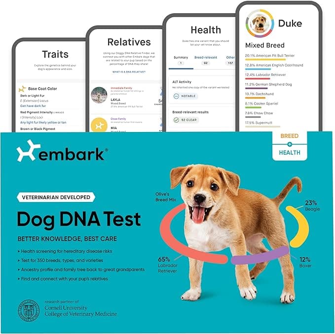 Embark Breed & Health Kit - Dog DNA Testing Kit - Discover Breed, Ancestry, Relative Finder, Genetic Health, Traits, Allergy Risk Scores - Image 1