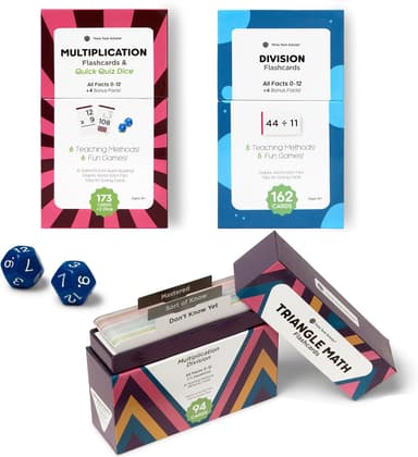 Award-Winning Math Flash Cards – 711 Multiplication & Division Facts (0–12) – Jumbo Cards (3.1” x 5.2”), Visual Aids, 2 Dice, Games, Charts & Mastery Divider Tabs – Grades 3–6 Classroom & Homeschool - Image 2