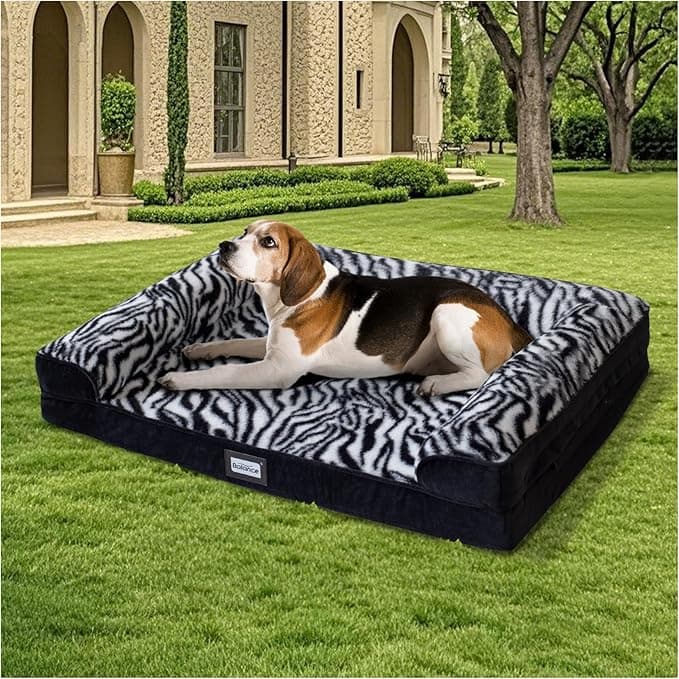 BALANCE Orthopedic Dog Bed for Large Dogs, Comfortable Dog Sofa Beds with Removable Washable Cover & Waterproof Lining, Egg Crate Foam Dogs Couch for Pet Sleeping, Black - Image 1