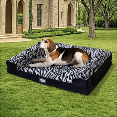 BALANCE Orthopedic Dog Bed for Large Dogs, Comfortable Dog Sofa Beds with Removable Washable Cover & Waterproof Lining, Egg Crate Foam Dogs Couch for Pet Sleeping, Black - Image 1