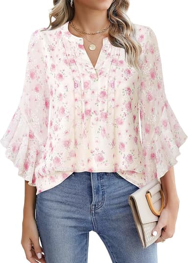 Timeson Women's 3/4 Sleeve Dressy Casual Top - Image 1