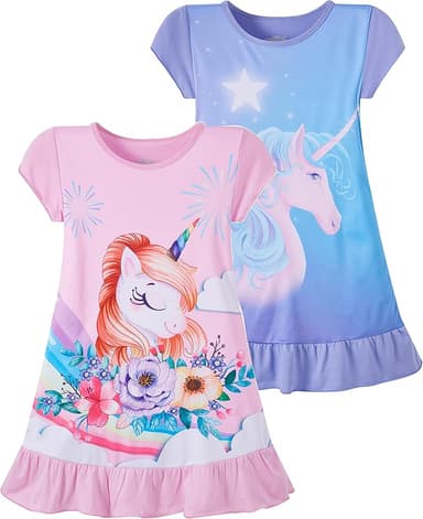 Girls Nightgown Adorable Dress 2-Pack Casual Dresses Sleepwear 2-9 Years - Image 1