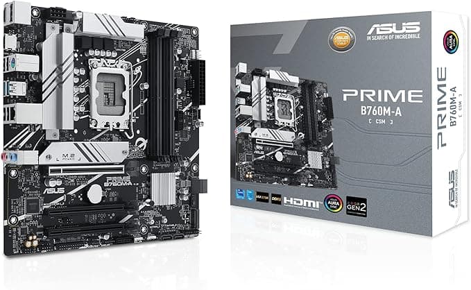 ASUS Prime B760M-A-CSM Intel B760 (LGA 1700) mATX CSM Commercial Motherboard PCIe 4.0, DDR5, 2X M.2, 2.5Gb LAN, DP, 2X HDMI™, SATA 6 Gbps, USB 3.2 Type-C, Aura Sync, ASUS Control Center Express - Image 1