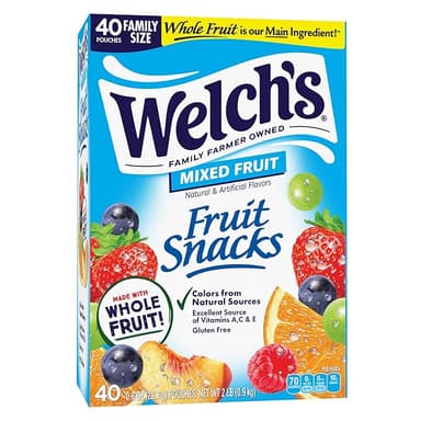 Welch's Fruit Snacks, Mixed Fruit Snack Box, Stocking Stuffers, Gluten Free, 0.8oz Snack Packs (Pack of 40 - Image 1