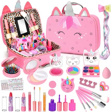 Heaning Kids Washable Makeup Girl Toys - Real Makeup Kit Kid Make up Set for Toddlers Children Princess Dress Up Christmas Birthday Gifts Toys for 3 4 5 6 7 8 9 10 11 12 Year Old Girls - Image 2