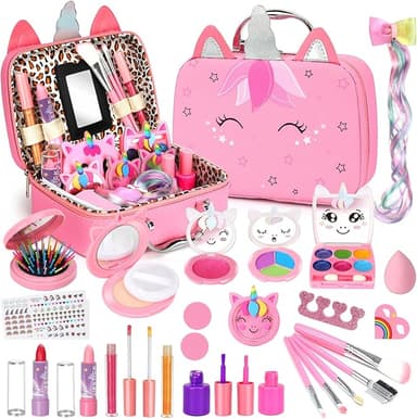 Heaning Kids Washable Makeup Girl Toys - Real Makeup Kit Kid Make up Set for Toddlers Children Princess Dress Up Christmas Birthday Gifts Toys for 3 4 5 6 7 8 9 10 11 12 Year Old Girls - Image 1