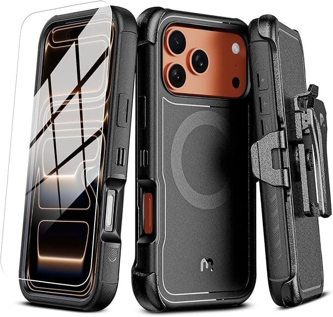 M MYBAT PRO For iPhone 17 Pro Max Case with Belt Clip Holster, Maverick Series 17 Pro Max Case[Compatible with Magsafe]w/Screen Protector,Anti-Drop,with 360°Rotating Kickstand,Heavy Duty Protection - Image 1