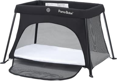 Pamo Babe Travel Crib Lightweight Baby Playard with Mattress Compact Play Yard with Detachable Legs - Image 2