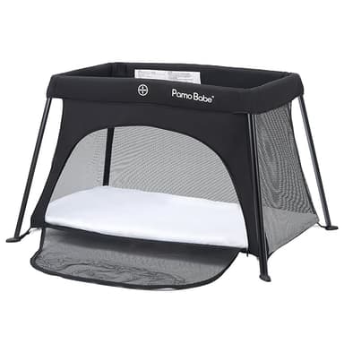 Pamo Babe Travel Crib Lightweight Baby Playard with Mattress Compact Play Yard with Detachable Legs - Image 1
