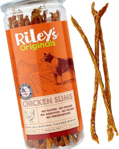 Riley's Chicken Sticks for Dogs - Natural USA Sourced Single Ingredient Dehydrated Real Meat Chicken Slims Jerky Treats, Made in The USA - 6 oz - Image 1