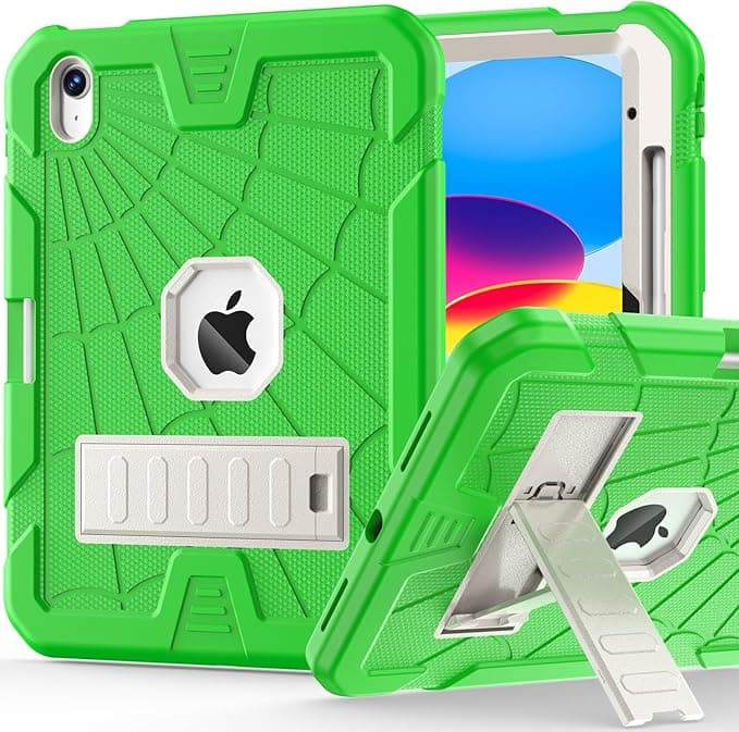 SIBEITU for iPad Case 11th A16/ 10th Generation 2025/2022, Heavy Duty iPad 10 Case with Built-in Kickstand & Pencil Holder, Hybrid 3-Layer Protective iPad 10th 10.9" Cover for Kids Boys Girls, Green - Image 1